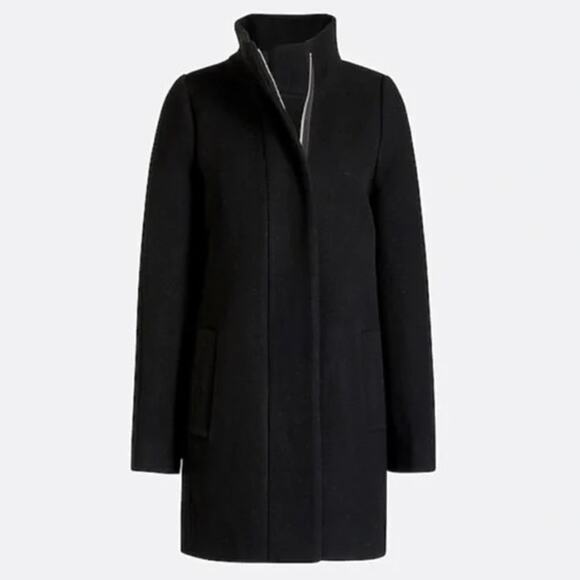 J.Crew Cocoon Coat Black Italian Stadium Cloth Wool by Nello Gori Size 10 EUC - Picture 1 of 16